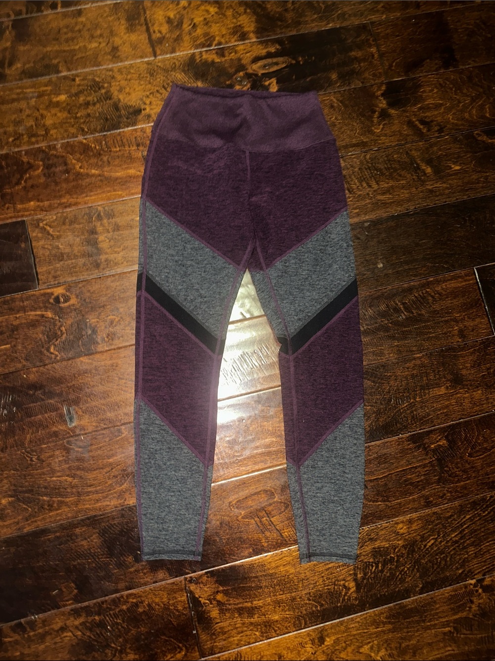 ALO Yoga Purple, Gray & Black Colorblock Leggings